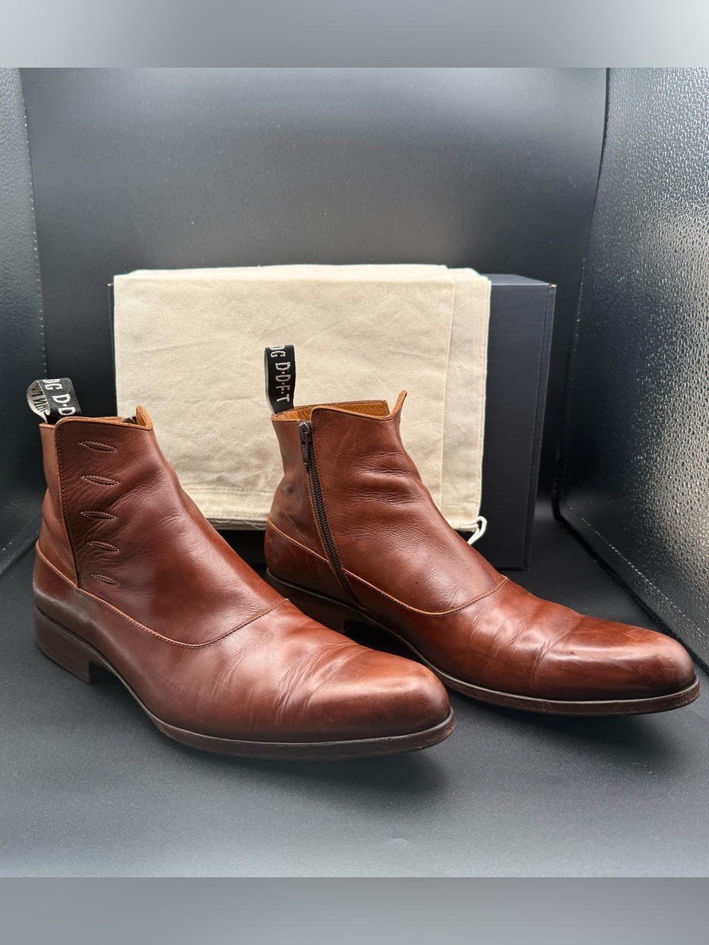 John Fluevog Twin Turbine Classy Spat Leather Zipper Boots